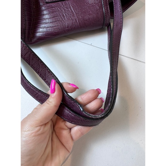 Danielle Nicole Tote Bag Women Large Purple Faux Lizard Embossed Structured Chic - Picture 13 of 14